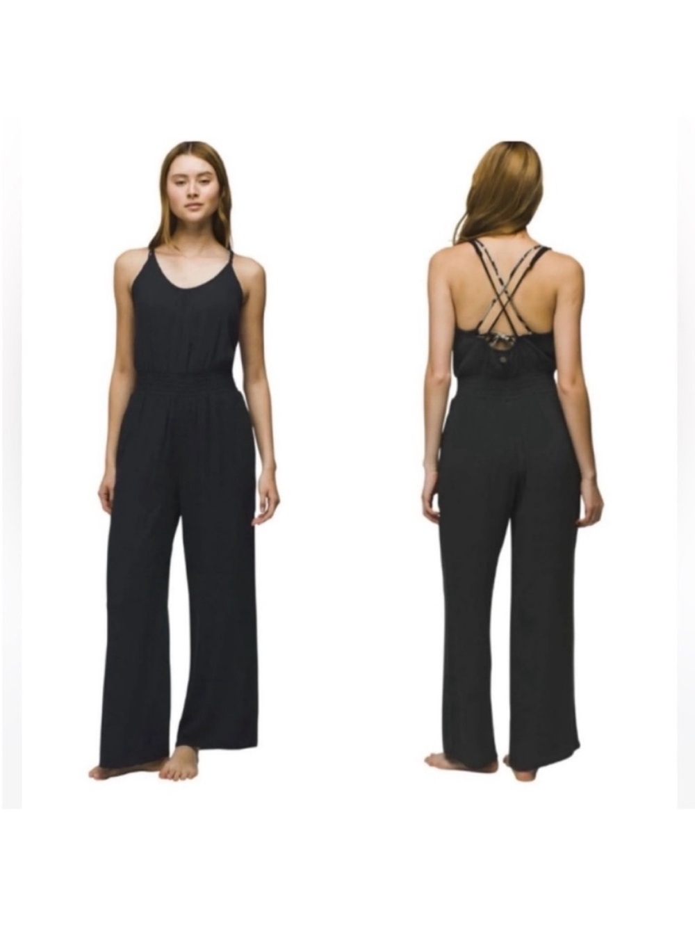 Prana Fernie Wide Leg Jumpsuit Black Size S